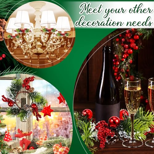 8-Piece Christmas Candle Ring Wreaths with Berry, Pinecone & Poinsettia