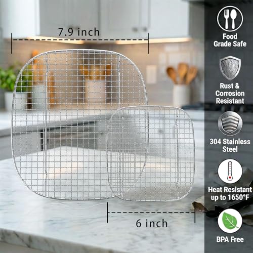 2-Piece Stainless Steel Crisper Rack Set for Air Fryer Bowls