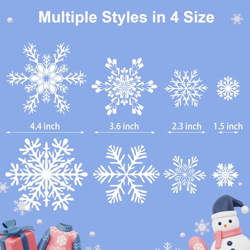 NEWMIAO White Snowflake Window Clings 438-Piece Christmas Decor Set