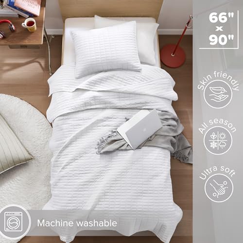 Comfort Spaces Kienna Twin/Twin XL Quilt Bedding Set, 2-Piece Coverlet, White