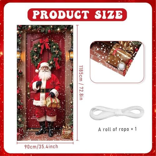 Santa Claus Christmas Door Cover - Holiday Banner for Indoor & Outdoor Decor