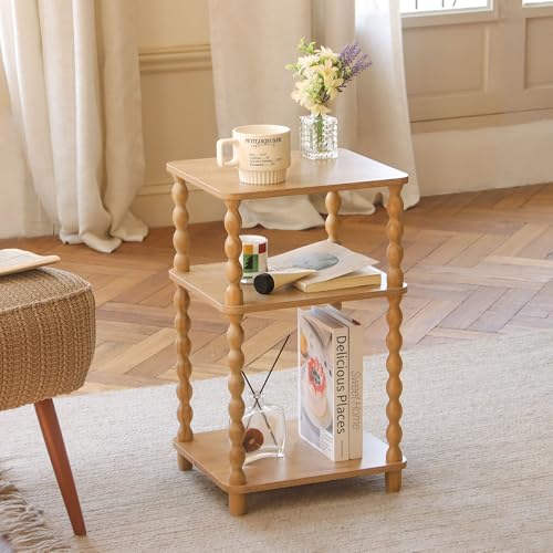 3-Tier Modern End Table with Open Shelves, Small Side Table for Bedroom