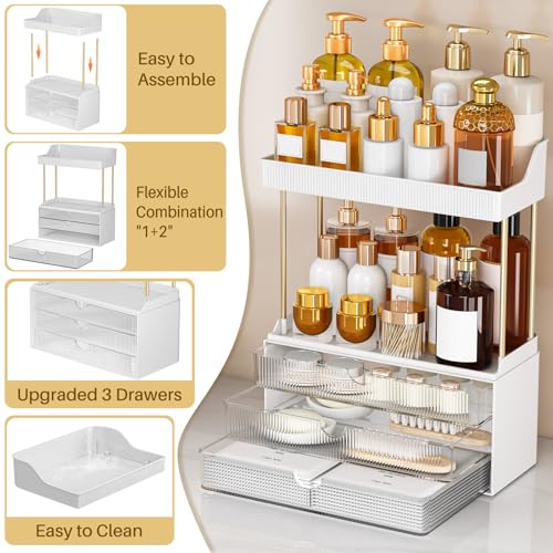 Clear Acrylic 3-Drawer & 2-Shelf Vanity Organizer - 1 Pack