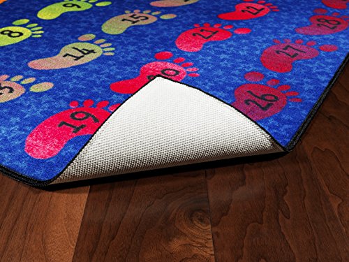 Flagship Carpets Counting Feet Rainbow Numbers Educational Rug for Classroom Carpet or At Home Educational Learning Area, Playroom, Kid's Bedroom Mat, 3' x 5', Blue/Multi-Color