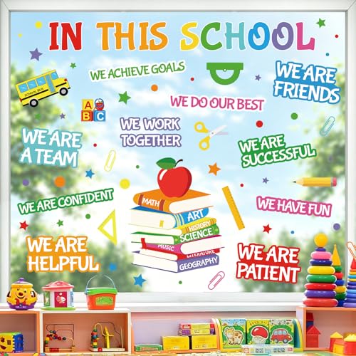 Back to School Window Clings - 96 Colorful Motivational Decals