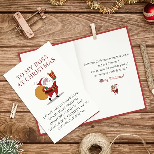 Qiliji Boss Christmas Card Bosses Funny Holiday Card with Inside Message - Boss Christmas Variation