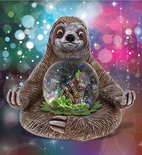 Sloth Snow Globe with Pink Glitter, 45mm Decorative Animal Figurine