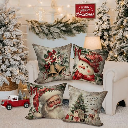 Lanpn Green 22x22 Christmas Throw Pillow Covers Set of 4 Holiday Decor