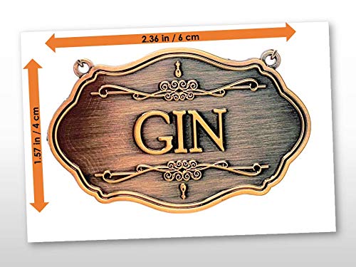 Antique Copper Metal Label Tag (1pc) for Liquor Bottle and Decanter (Gin)…