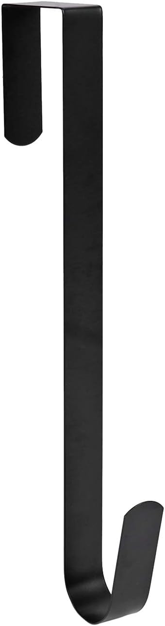 Sattiyrch 12" Wreath Hanger - Durable Steel Over The Door Hook for Front Door (Black, 2 Pack)
