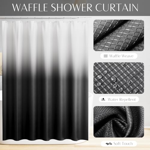 32-Piece Black Bathroom Accessory Set with Shower Curtain, Rugs & Trash Can