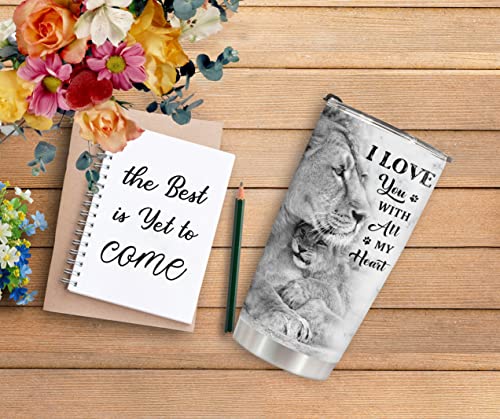 HYMONA Lion Son Tumbler 20 Oz Insulated Coffee Mug from Mom Birthday Gift for Son