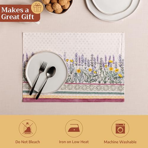 Maison d'Hermine Fanny Lavender 13x19 Placemats Set of 4 - 100% Cotton, Reusable