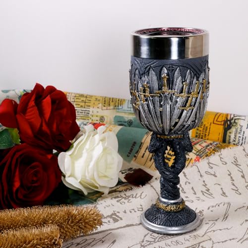 Medieval Dragon Sword Chalice Goblet - 7oz Stainless Steel Wine Cup