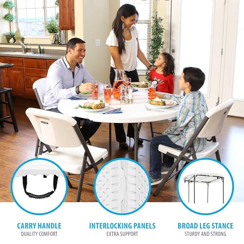 4-Foot Round Folding Table, Portable Heavy-Duty Indoor Outdoor Table