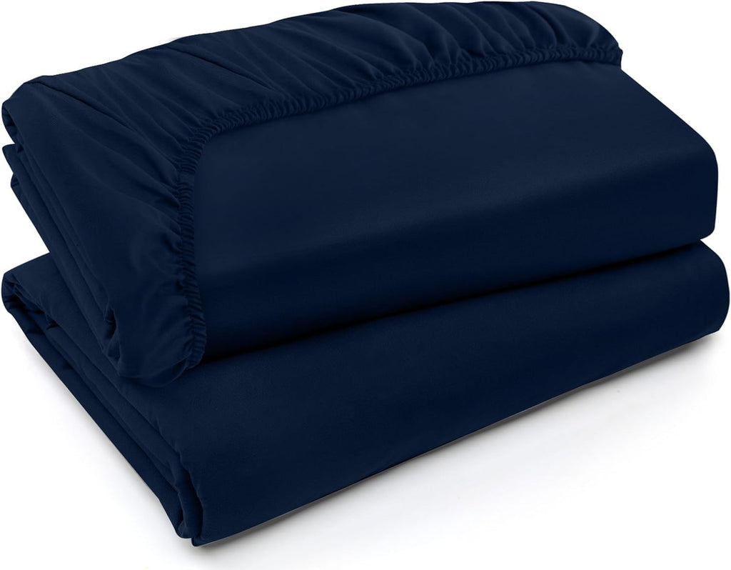 Utopia Bedding Twin Fitted Sheets - Soft Brushed Microfiber - Deep Pockets, Fade Resistant - Navy (Pack of 2)