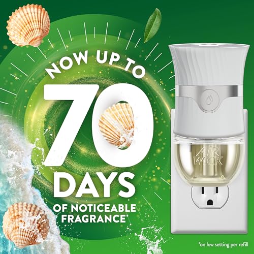 Plug-In Scented Oil Air Freshener Refills, Calming Sea Spray & Breeze (4 Pack)