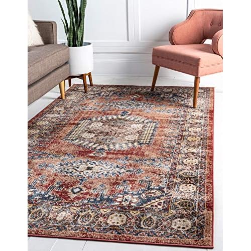 Unique Loom Utopia Collection Area Rug - Larissa (2' 2" x 3' 1" Rectangle, Terracotta/ Blue)