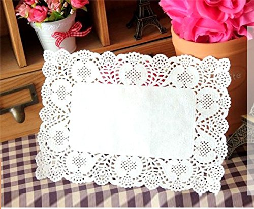 Rectangle Paper Doilies 9 x 6.5 Inch - White Lace Placemats, Pack of 200