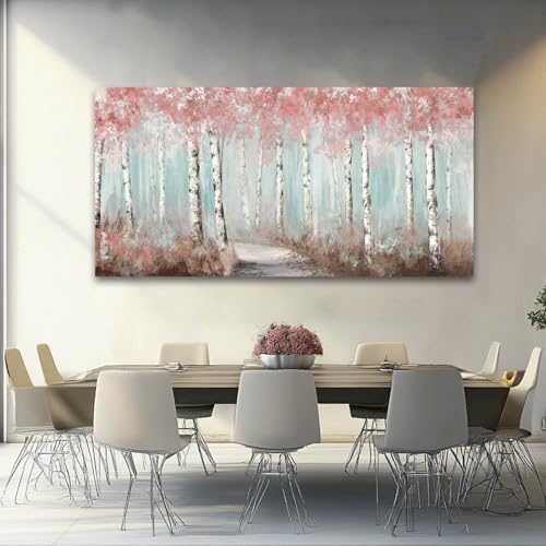 Large Botanical Canvas Wall Art 24x48 Inch Framed Winter Forest Print