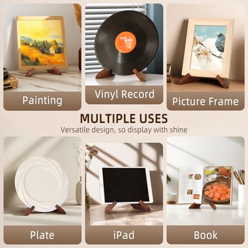 Now Playing Vinyl Record Stand, Rustic Wood Display Holder for Albums