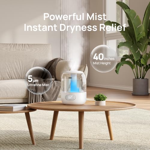 DREO 3L Cool Mist Humidifier for Bedroom - 30H Runtime, Quiet, Night Light