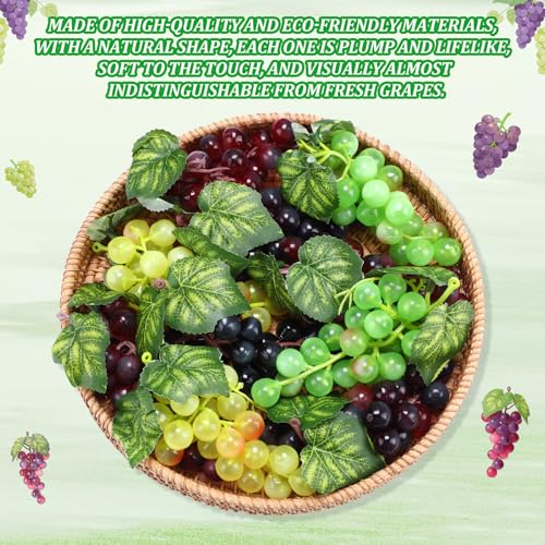 Artificial Grape Set - 24 Lifelike Rubber Grapes with Vines in 6 Colors