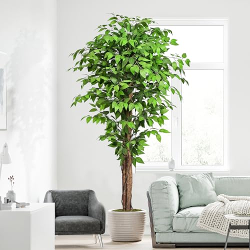 6.2ft Lifelike Artificial Ficus Tree with 3 Trunks for Home Decor