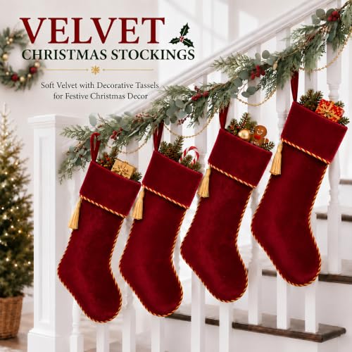 Ugiftcorner Red Velvet Christmas Stockings 20 Inch Large - 1 Pack, Holiday Decor