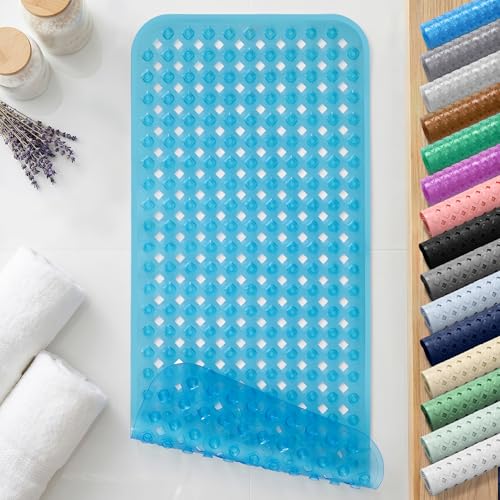 Non-Slip Bathtub Mat with Suction Cups and Drain Holes, 35x16 Inch