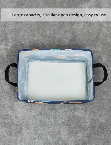 Collapsible Rectangular Laundry Basket with Handles, Astronaut Print