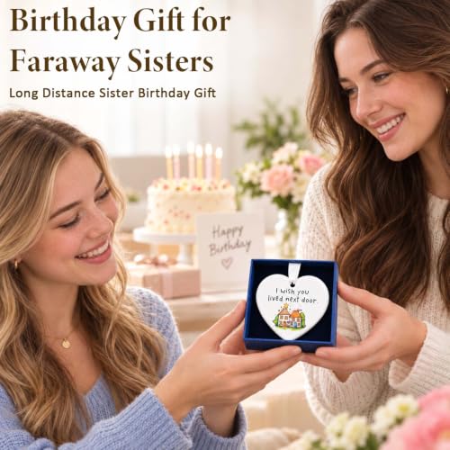 Long Distance Heart-Shaped Ceramic Christmas Ornament – 3 Inch Gift for Faraway Friends