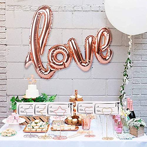 12pcs Gold Heart-Shaped Table Number Holders, 3.35-inch Metal Place Card Stands