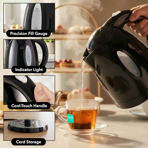 1.7L Fast Boiling Electric Kettle with Auto Shut-Off, 1100W, Black