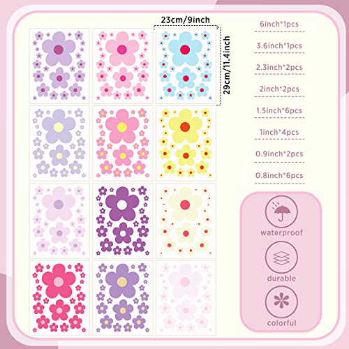 288 Pcs Colorful Flower Wall Decals - Peel and Stick Floral Vinyl Stickers