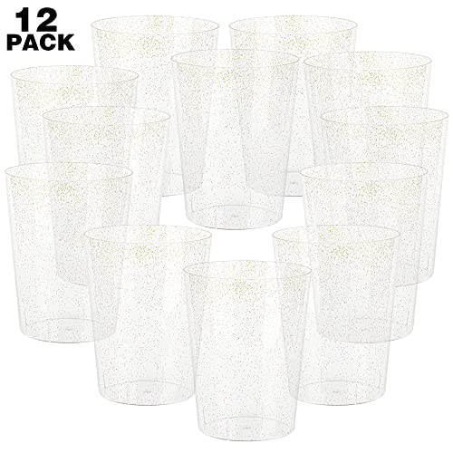 Gold Glitter Plastic Ice Bucket Set 12-Pack | Wedding & Party Champagne Chiller