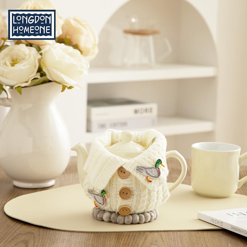 Insulated Tea Pot Cozy for 2-Cup Teapot - Acrylic Embroidery Patch Cover