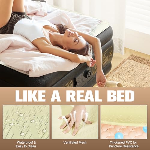 Twin Air Mattress with Built-in Pump and Foam Topper - 18 Inch