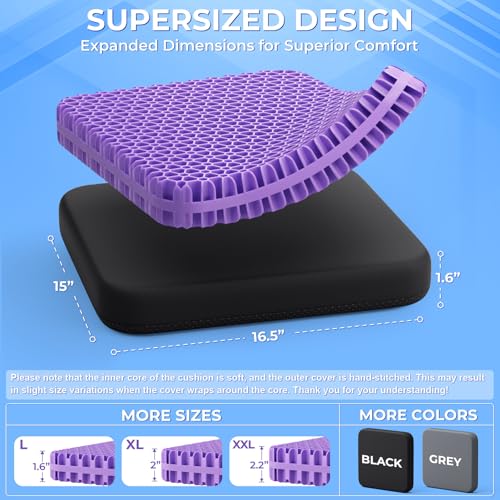 Thick Gel Seat Cushion for Office Chair, Breathable Cooling Chair Pad