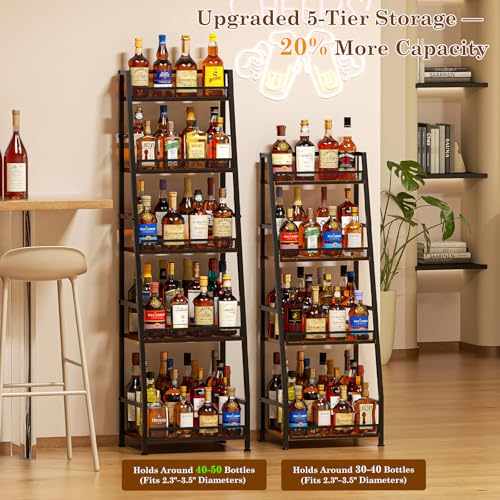Hayexiha 5-Tier Trapezoid Liquor Cabinet Large Capacity Home Bar Stand