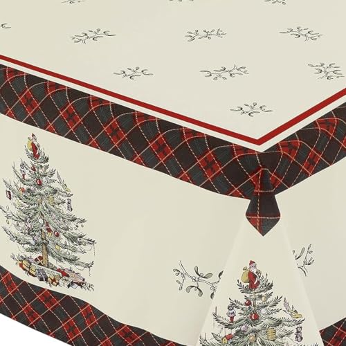 Spode Holiday Collection Rectangular Tablecloth 120" x 60" - Festive Christmas Design