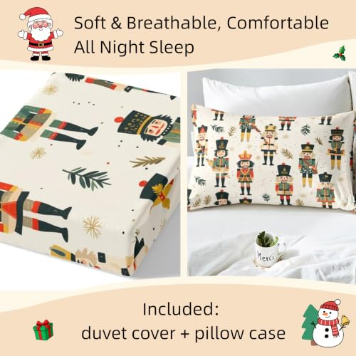 Feelyou Merry Christmas Bedding Set Twin (2 Pieces) Red Yellow Black – Twin Size, No Comforter