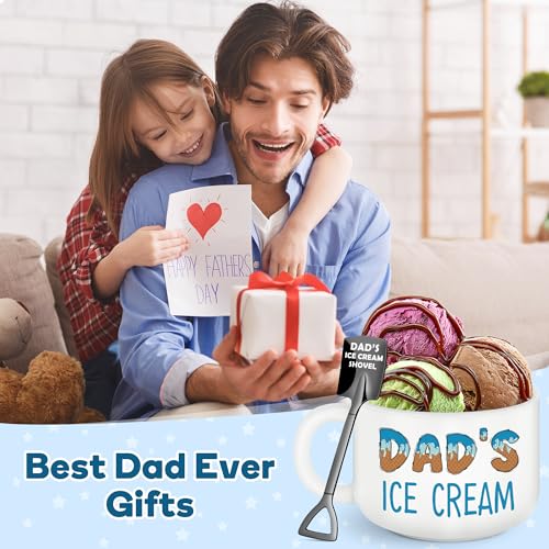 Dad Ice Cream Bowl with Shovel Spoon Set - Funny Father's Day Gift from Daughter Son