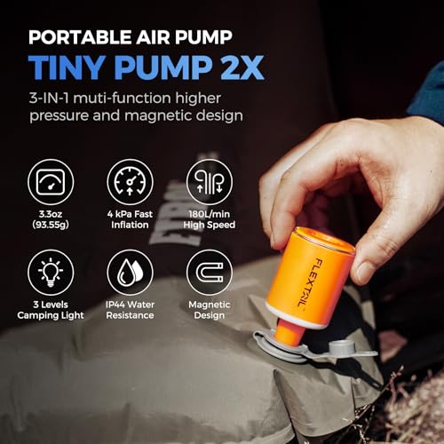 Portable Air Pump with Camping Lantern - Rechargeable Mini Pump