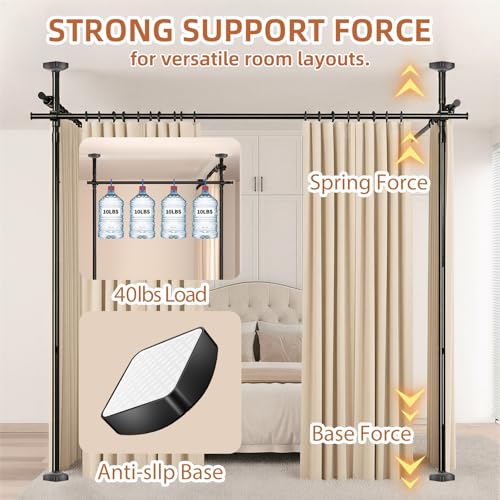 Adjustable No-Drill Room Divider Tension Rod, Heavy Duty Privacy Partition