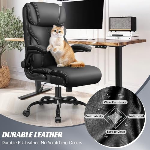 Ergonomic Big and Tall Office Chair with Lumbar Support and Flip-up Arms