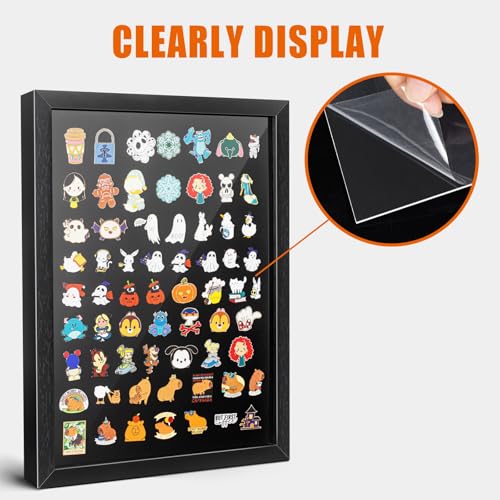 12x16 Enamel Pin Display Case Shadow Box with EVA Foam, Wall Mount Frame