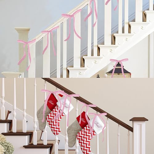 Pink Velvet 24-Pack Christmas Bow Ornaments for Wreaths & Gift Wrapping - 7x5 in