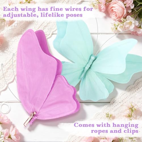 4-Piece Hanging Crepe Paper Butterfly Decorations for Party Decor