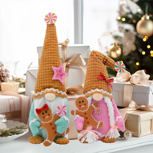 Pastel Gingerbread Gnome Plush Candyland Christmas Decor (12.2in) KnomeKo